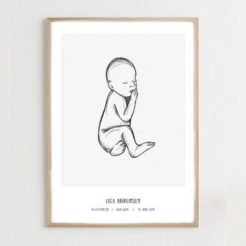 Affiche de naissance avec bébé et l'information de l'enfant