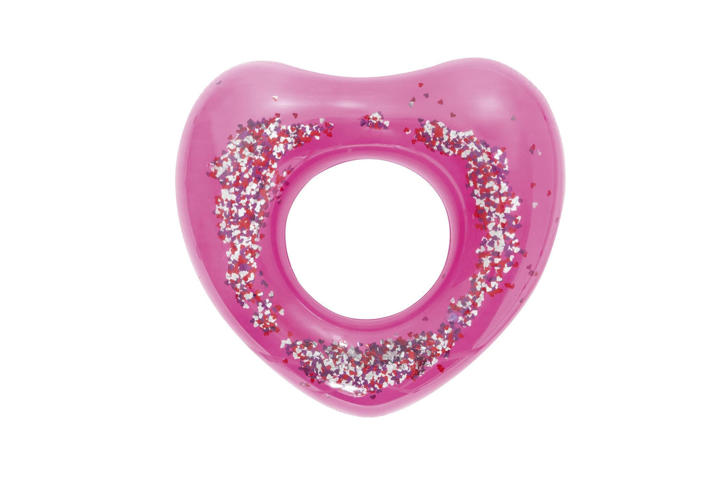 Bague de bain gonflable, rose avec des paillettes