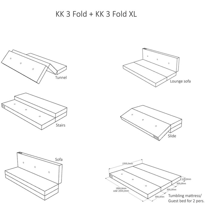 Matelas pliant, bleu foncé w. noir