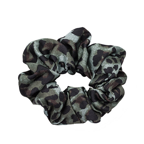 Scrunchie, gris léopard / vert