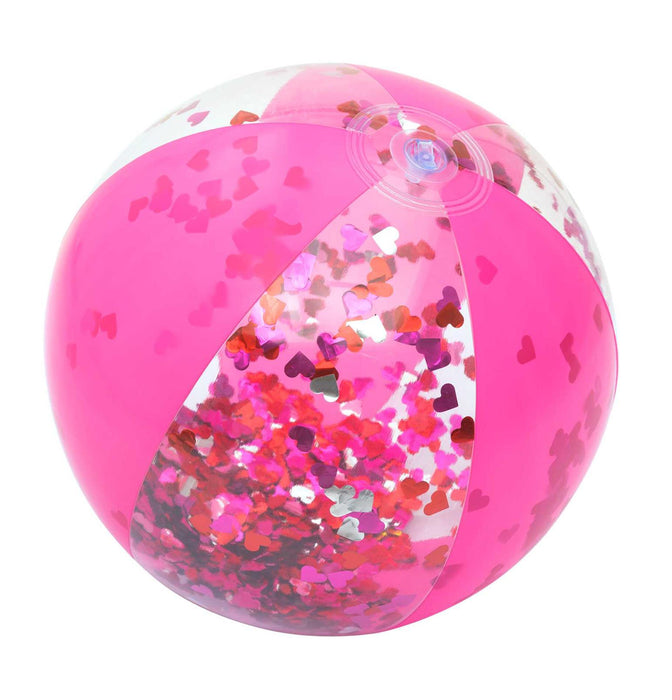 Ballon de plage, rose avec des paillettes