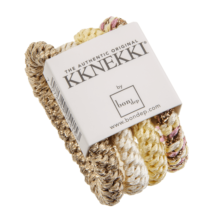 BON DEP KKNEKKI ELASTIC - Paillettes jaunes / blanc / beige (4 pc)