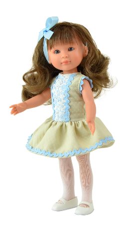 CELIA Doll, 30 cm. (Beige avec des fleurs bleues)