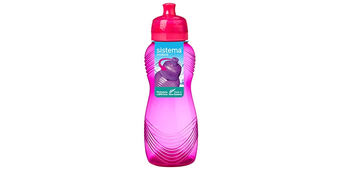 Bouteille de boisson avec motif d'onde - rose (600 ml)