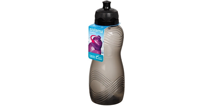 Bouteille de boisson avec motif d'onde - noir (600 ml)