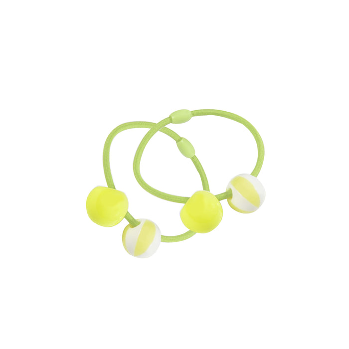 Élastiques de cheveux avec perles, 2 pcs. - vert jaunâtre