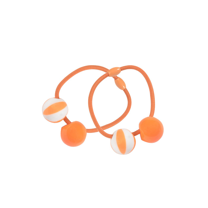 Élastiques de cheveux avec perles, 2 pcs. - orange