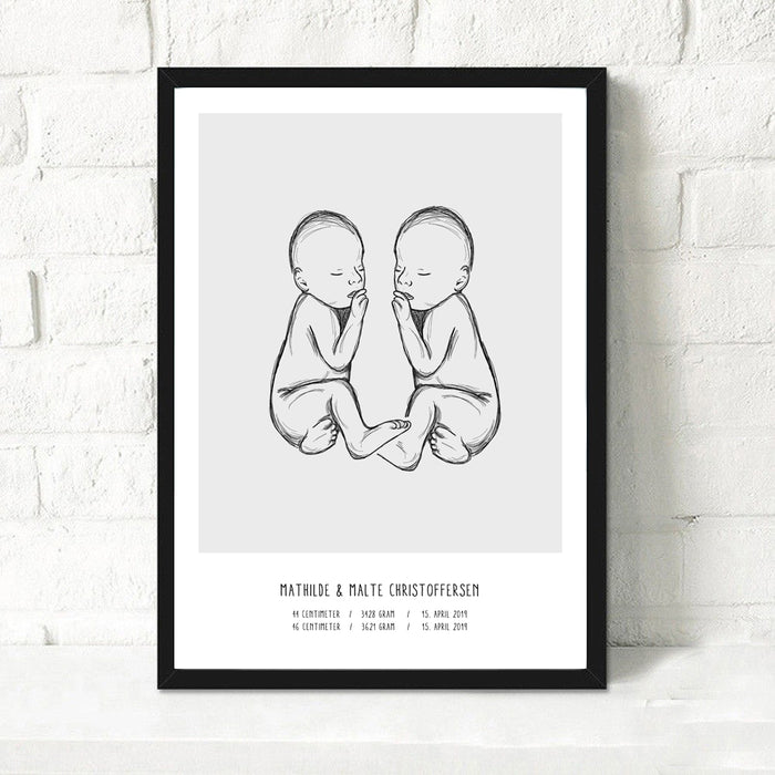 Affiche de naissance pour les jumeaux