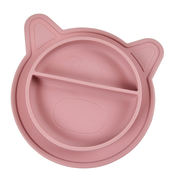 Assiette en silicone, cochon - rose