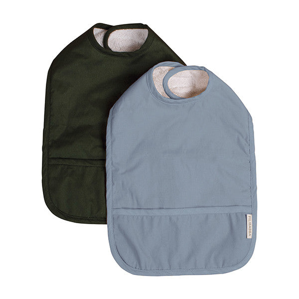 Bib 2 pack, bleu en poudre doré / vert foncé