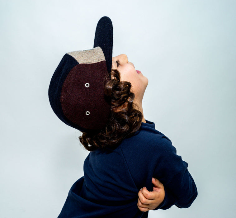 Cap, bloc de laine à 5 panneaux - marron (taille XL, 7-14 ans)