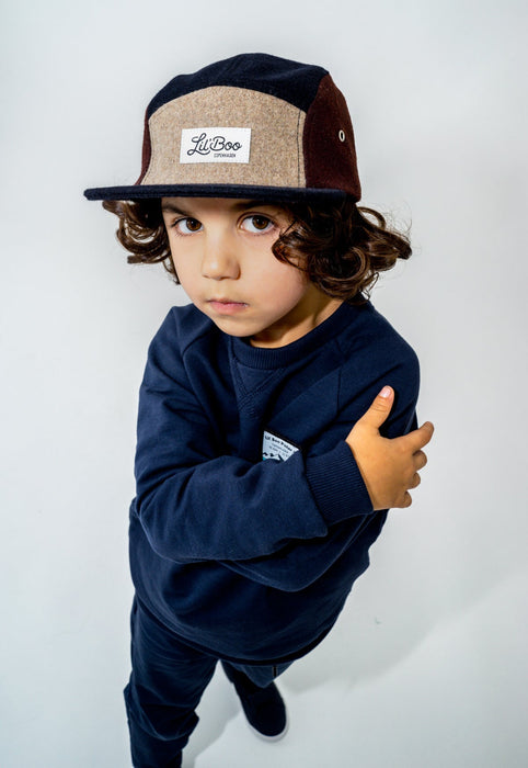 Cap, bloc de laine à 5 panneaux - marron (taille M, 1,5-3 ans)