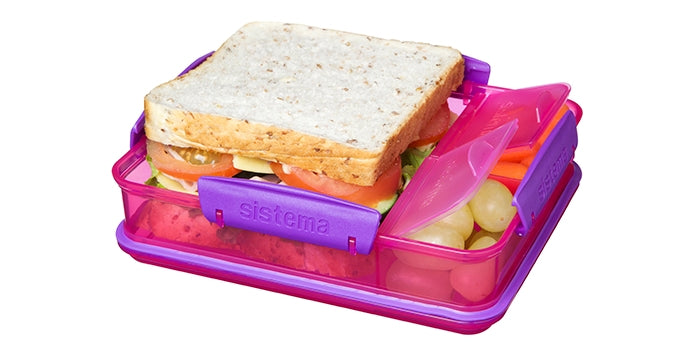 Boîte à lunch avec 3 compartiments - rose