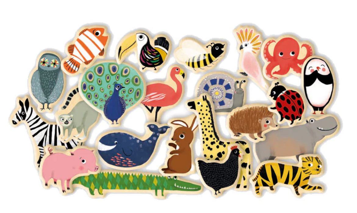 Aimants en bois - animaux (36 pcs.)