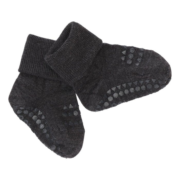 Chaussettes non glissées Laine, taille 17-19 (6-12 mois) - Melange gris foncé