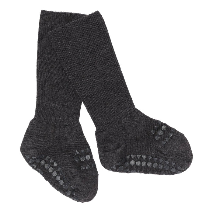 Chaussettes non glissées Laine, taille 17-19 (6-12 mois) - Melange gris foncé