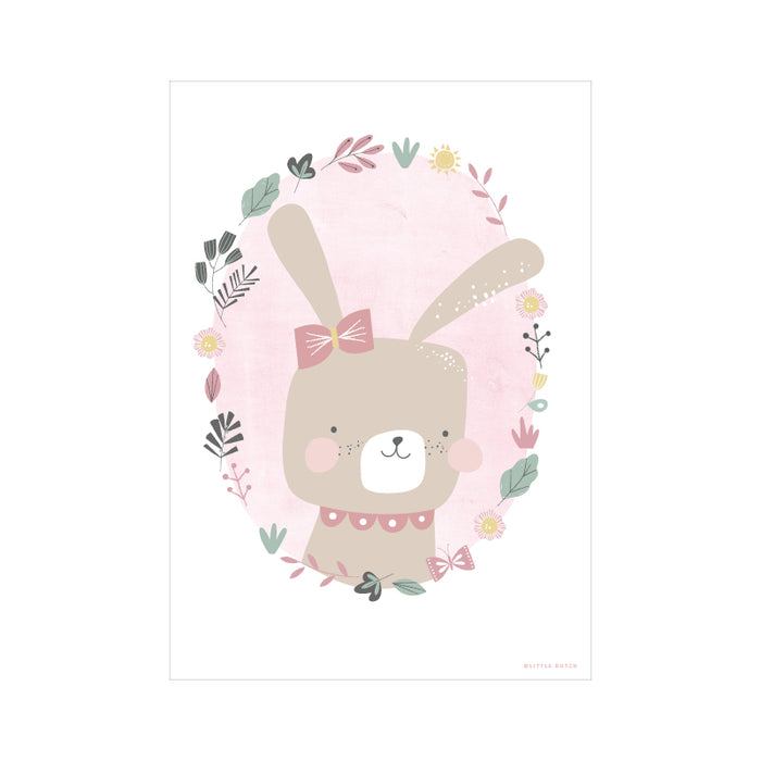 Affiche, lapin rose / blanc (A3)