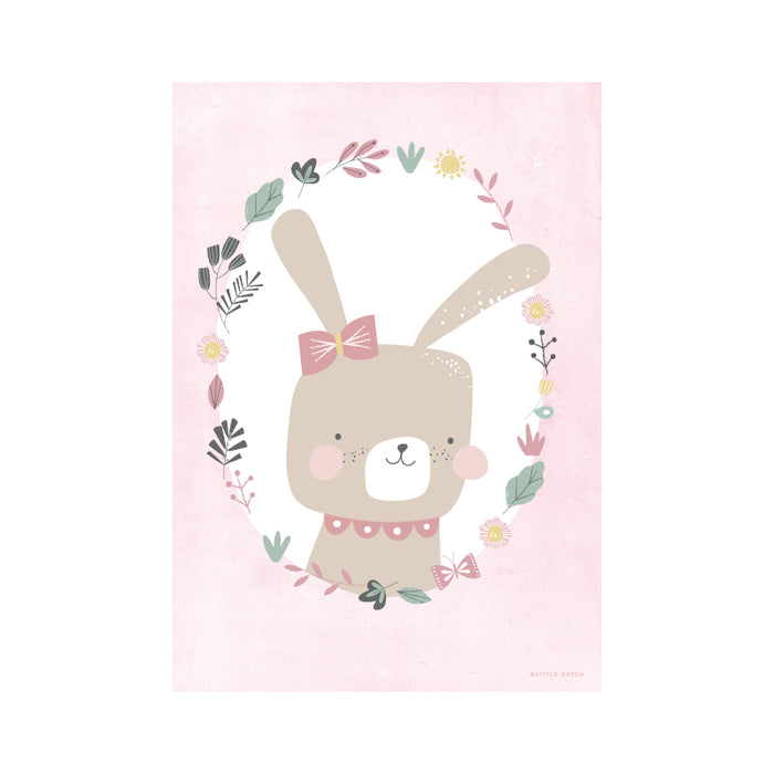 Affiche, lapin rose / blanc (A3)