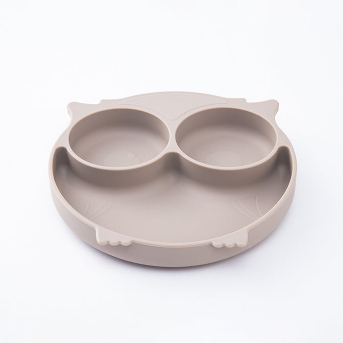 Assiette pour enfants en silicone, hibou - sable