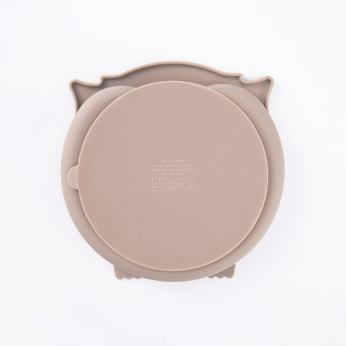 Assiette pour enfants en silicone, hibou - sable