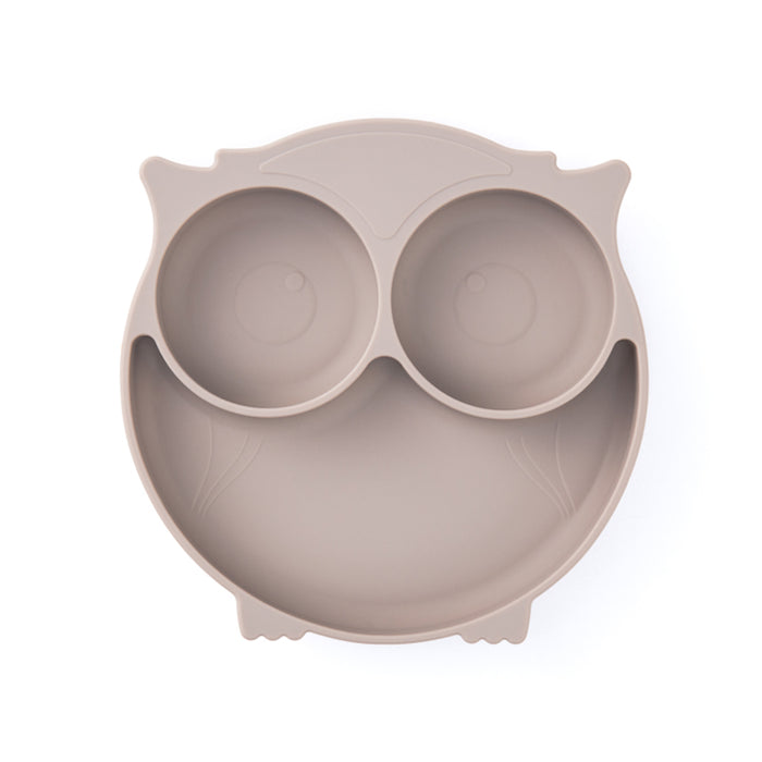 Assiette pour enfants en silicone, hibou - sable