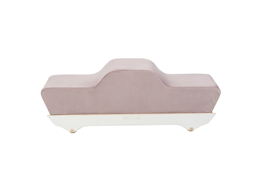 Rocker doux avec roues en bois - violet, velours (90x26cm + 94x28cm)