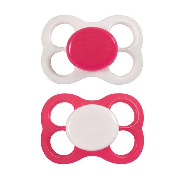 2 sucettes de pack (silicone) 0-6 mois, rose / blanc