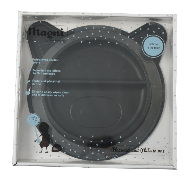 Assiette en silicone, cochon - noir