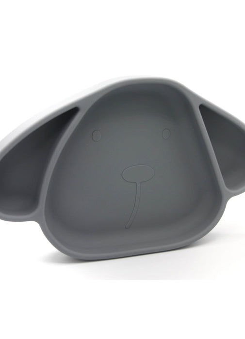 Assiette en silicone, chien - gris