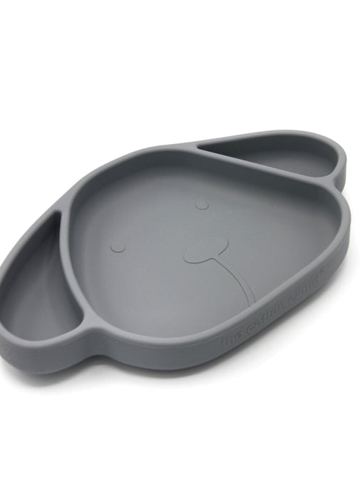 Assiette en silicone, chien - gris