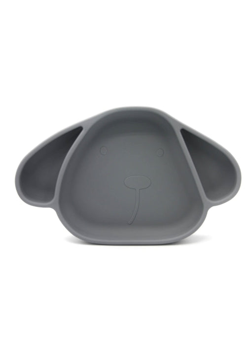 Assiette en silicone, chien - gris