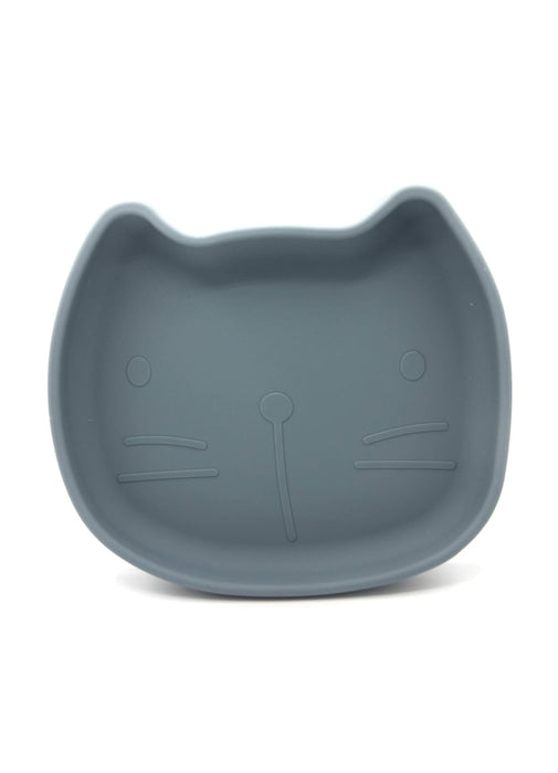 Assiette en silicone, chat - bleu