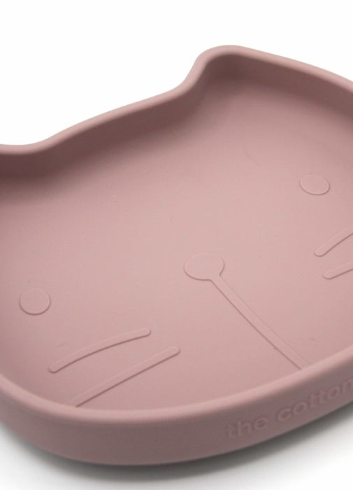 Assiette en silicone, chat - rose poussiéreux