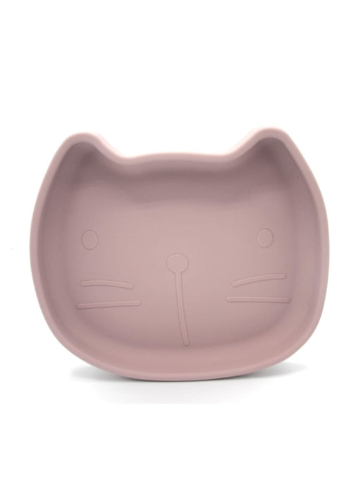 Assiette en silicone, chat - rose poussiéreux