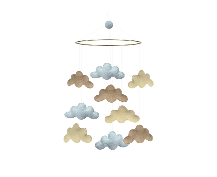 Mobile, nuages ​​- beige / menthe / jaune