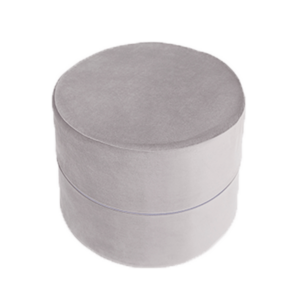 Puff runt - grå, sammet (40x30cm)